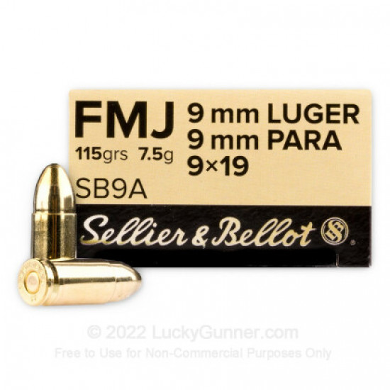 SELLIER & BELLOT 9MM LUGER, 9MM PARA,115GRS